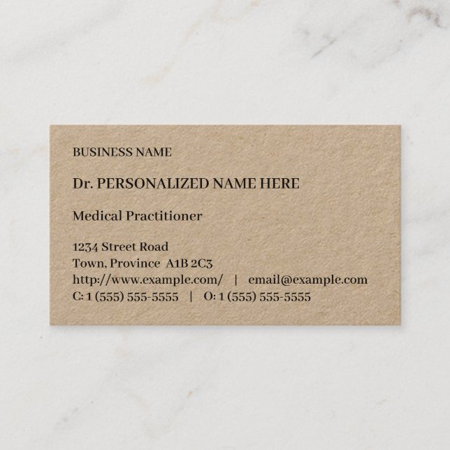 Minimal, Basic Medical Specialist Business Card (Front)