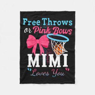 Minimal Basketball throws pink bows mimi loves you Fleece Blanket