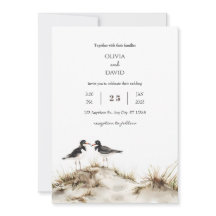 Minimal Beach Sand Dunes Oystercatchers Wedding