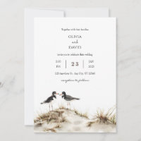 Minimal Beach Sand Dunes Oystercatchers Wedding
