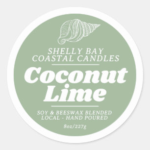 Minimal beach scented candle coconut lime label