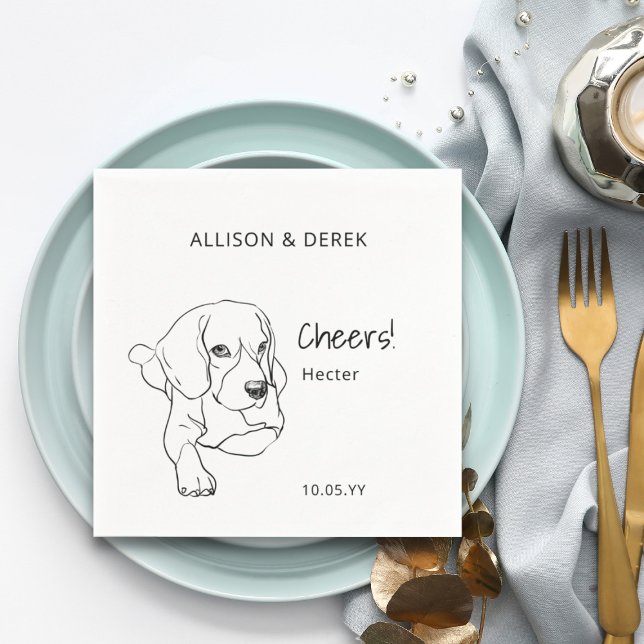 Minimal Beagle Cheers Heart Dog Wedding   Napkin (beagle cheers napkins)
