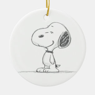 Minimal Beagle Dog Sketch Illustration Ceramic Tree Decoration