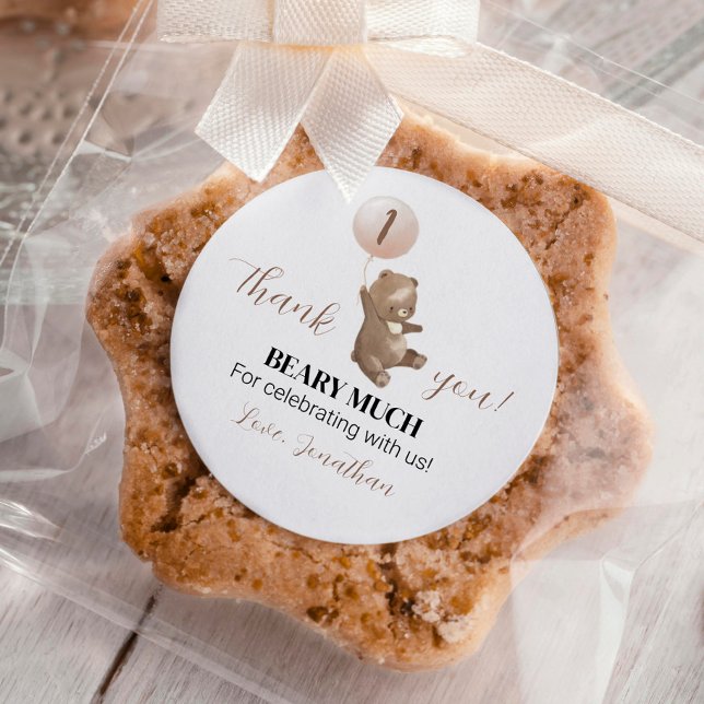 Minimal Bear Balloon 1st Birthday Sticker (Creator Uploaded)