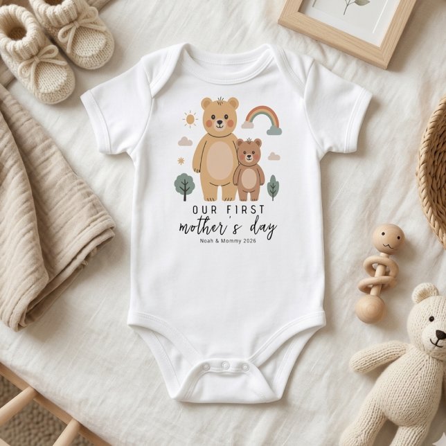 Minimal Bear Mom Baby First Mothers Day Bodysuit (Creator Uploaded)