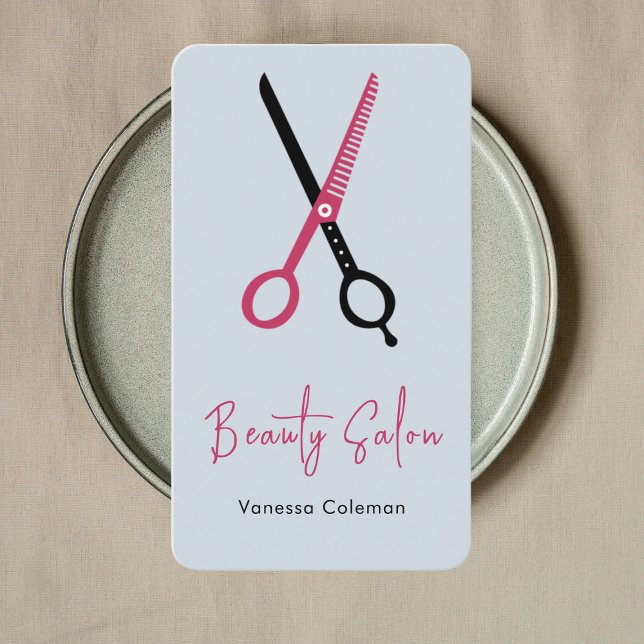Minimal Beauty Hair Salon Pink Navy Business Card (Creator Uploaded)