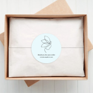 Minimal, Beauty, Logo, Line Art Blue Classic Round Sticker