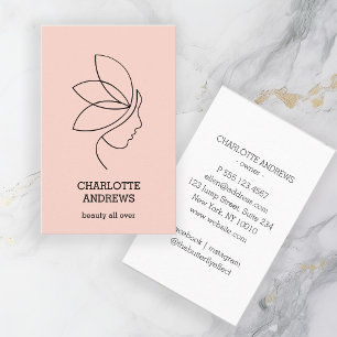 Minimal, Beauty, Logo, Line Art, Blush Business Card