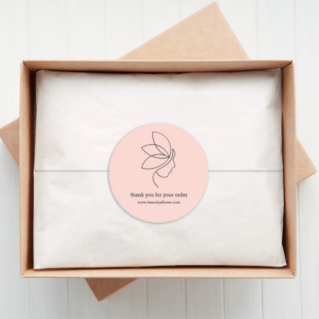 Minimal, Beauty, Logo, Line Art Blush Classic Round Sticker (Creator Uploaded)