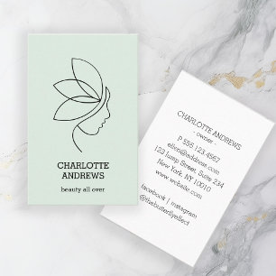 Minimal, Beauty, Logo, Line Art, Lightgreen Business Card