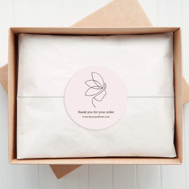 Minimal, Beauty, Logo, Line Art Pink Classic Round Sticker (Creator Uploaded)