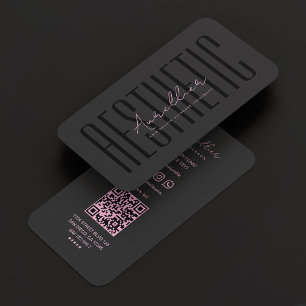 Minimal Beauty Professional Black Pink Aesthetic Business Card