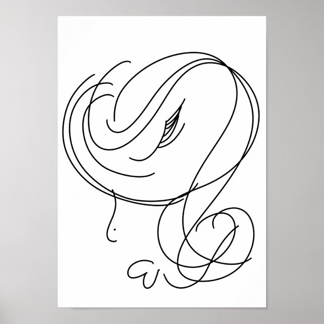 Minimal Beauty Woman Line Art Poster (Front)