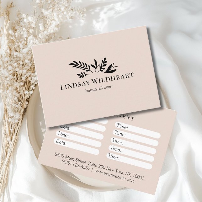 Minimal Beige Botanical Salon Appointment Card (Minimal Beige Botanical Salon Appointment)