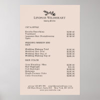 Minimal Beige Botanical Salon Price List Poster