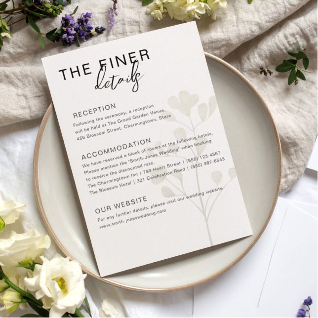 Minimal Beige Botanical Wedding Details Card (Creator Uploaded)