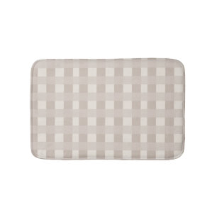 Minimal Beige Checkerboard Design Bath Mat