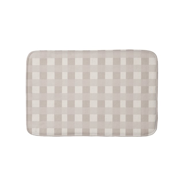 Minimal Beige Checkerboard Design Bath Mat (Front)