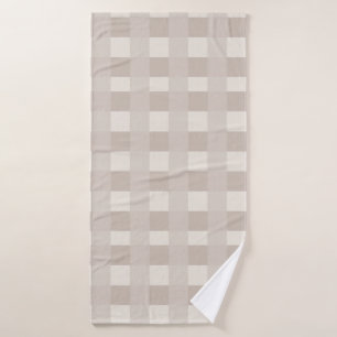 Minimal Beige Checkerboard Design Bath Towel