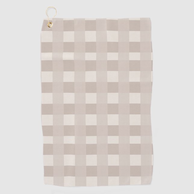 Minimal Beige Checkerboard Design Golf Towel (Front)