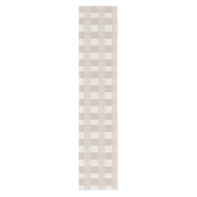 Minimal Beige Checkerboard Design Short Table Runner (Front)