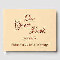 Minimal Beige, Dark Red Generic Guest Book