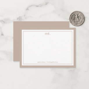 Minimal Beige Double Border Modern Monogram Card