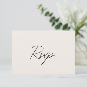 Minimal Beige Formal Elegant Wedding RSVP Card