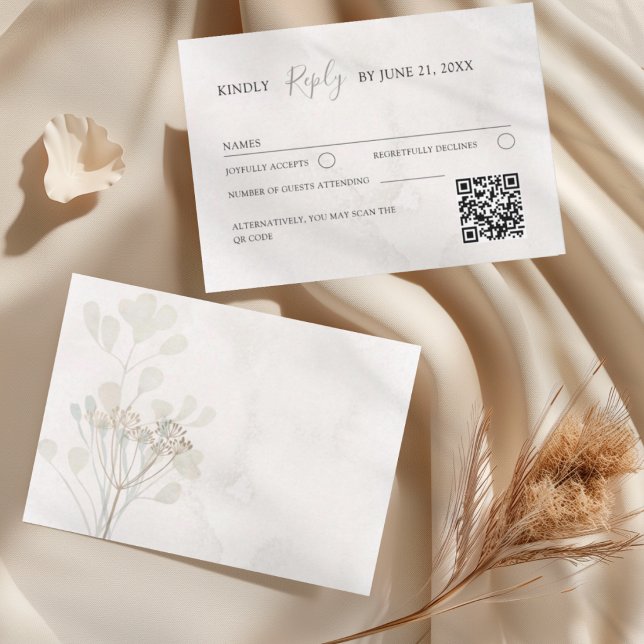 Minimal Beige & Gold Botancial Weddng RSVP Card (Creator Uploaded)