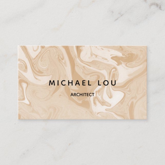 Minimal Beige Marble Texture Modern Business Card (Front)