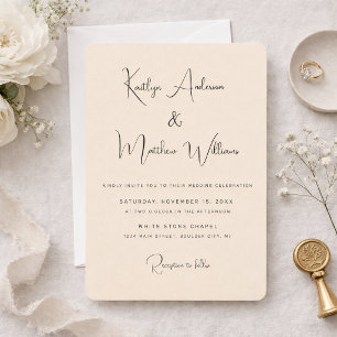 Minimal Beige Modern Elegant Typography Wedding Invitation