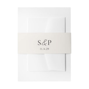 Minimal Beige Monogram Elegant Wedding Invitation Belly Band