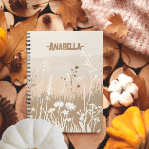 Minimal beige soft autumn floral garden notebook