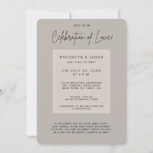 Minimal Beige Wedding Celebration Of Love Invitation