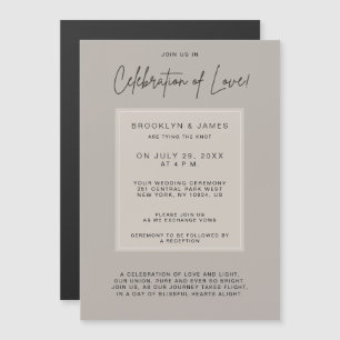 Minimal Beige Wedding Celebration Of Love Magnetic Invitation