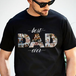 Minimal Best Dad Ever DAD 18 Photo Collage Tri-Blend Shirt