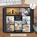 Minimal BEST DAD EVER Photo Collage Personalised Mouse Pad<br><div class="desc">Create a keepsake photo memory mouse pad for the BEST DAD EVER with a photo collage of 7 pictures and your personalised text in your choice of font styles and colours. The design features a faux stitched border on an editable black background. CHANGES: The simple, classic title can be changed...</div>