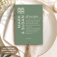 Minimal Bilingual Vietnamese Wedding Green