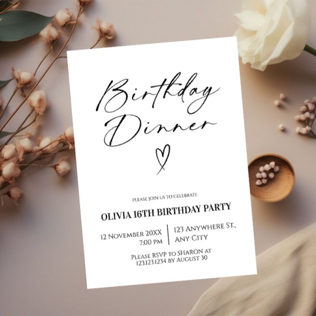 Minimal Birthday Dinner Invitation (Creator Uploaded)