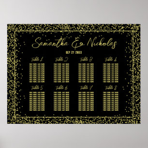 Minimal Black and Gold Wedding Seating Chart