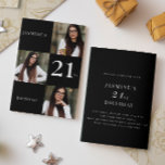 Minimal black and white 3 photo 21st birthday  invitation<br><div class="desc">Celebrate in style with our modern and stylish 21st birthday invitation. Personalise it with three photos and add your own text to make it truly unique. The sophisticated design and customisable details will impress your guests. Get ready for a classy celebration that reflects your personality. if you have any issue...</div>