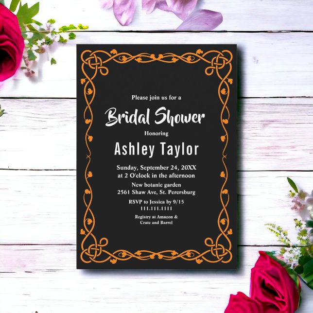 Minimal Black And White Chic Frame Bridal Shower Invitation (Creator Uploaded)