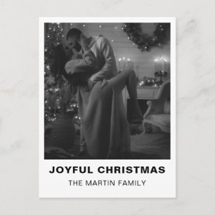 Minimal Black and White Christmas Holiday Photo  Postcard