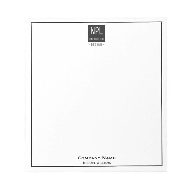 Minimal, Black and White Corporate Notepad (Front)
