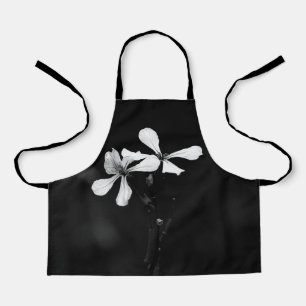 minimal black and white floral apron