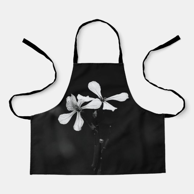 minimal black and white floral apron (Front)