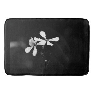 minimal black and white floral bath mat