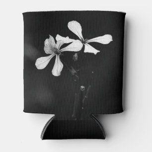 minimal black and white floral can cooler