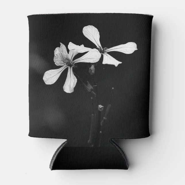 minimal black and white floral can cooler (Front)