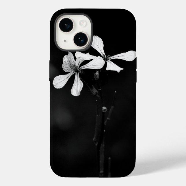 minimal black and white floral Case-Mate iPhone case (Back)
